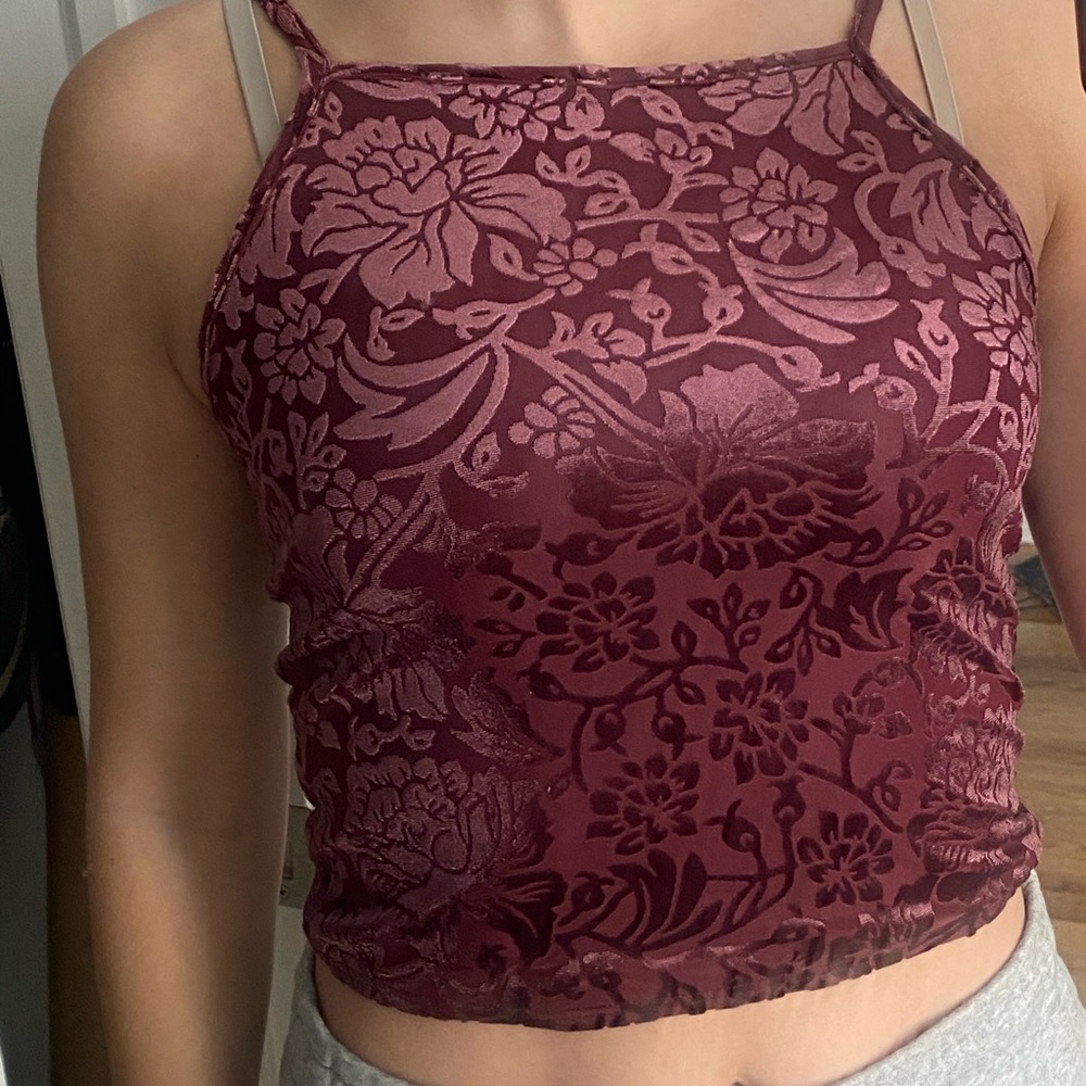 Velvet patterned halter top GARAGE